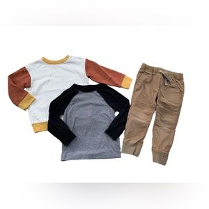 Cat & Jack Size 2T Neutral Bundle Sweatshirt, Long Sleeve Tee, Tan Joggers
